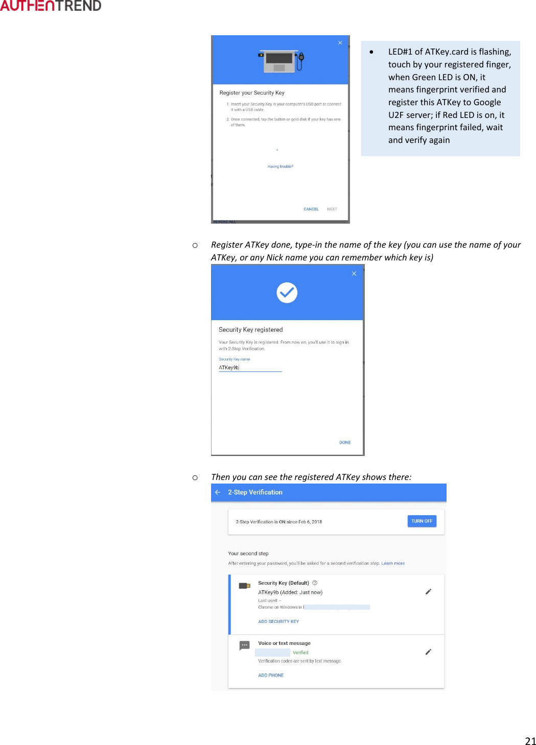 Page 22 of Authentrend TECHNOLOGY ATKEYCARD1 ATKey.card User Manual ATKey card User Guide