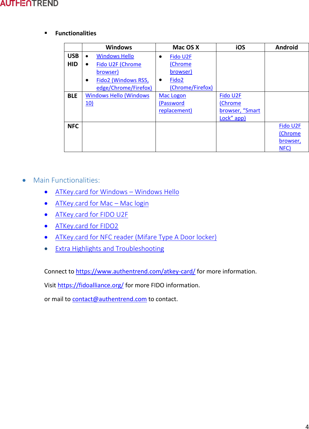Page 5 of Authentrend TECHNOLOGY ATKEYCARD1 ATKey.card User Manual ATKey card User Guide
