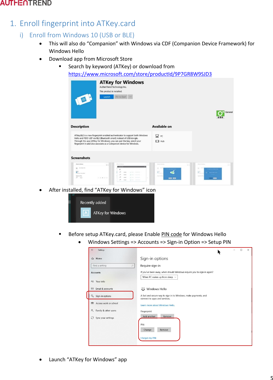 Page 6 of Authentrend TECHNOLOGY ATKEYCARD1 ATKey.card User Manual ATKey card User Guide