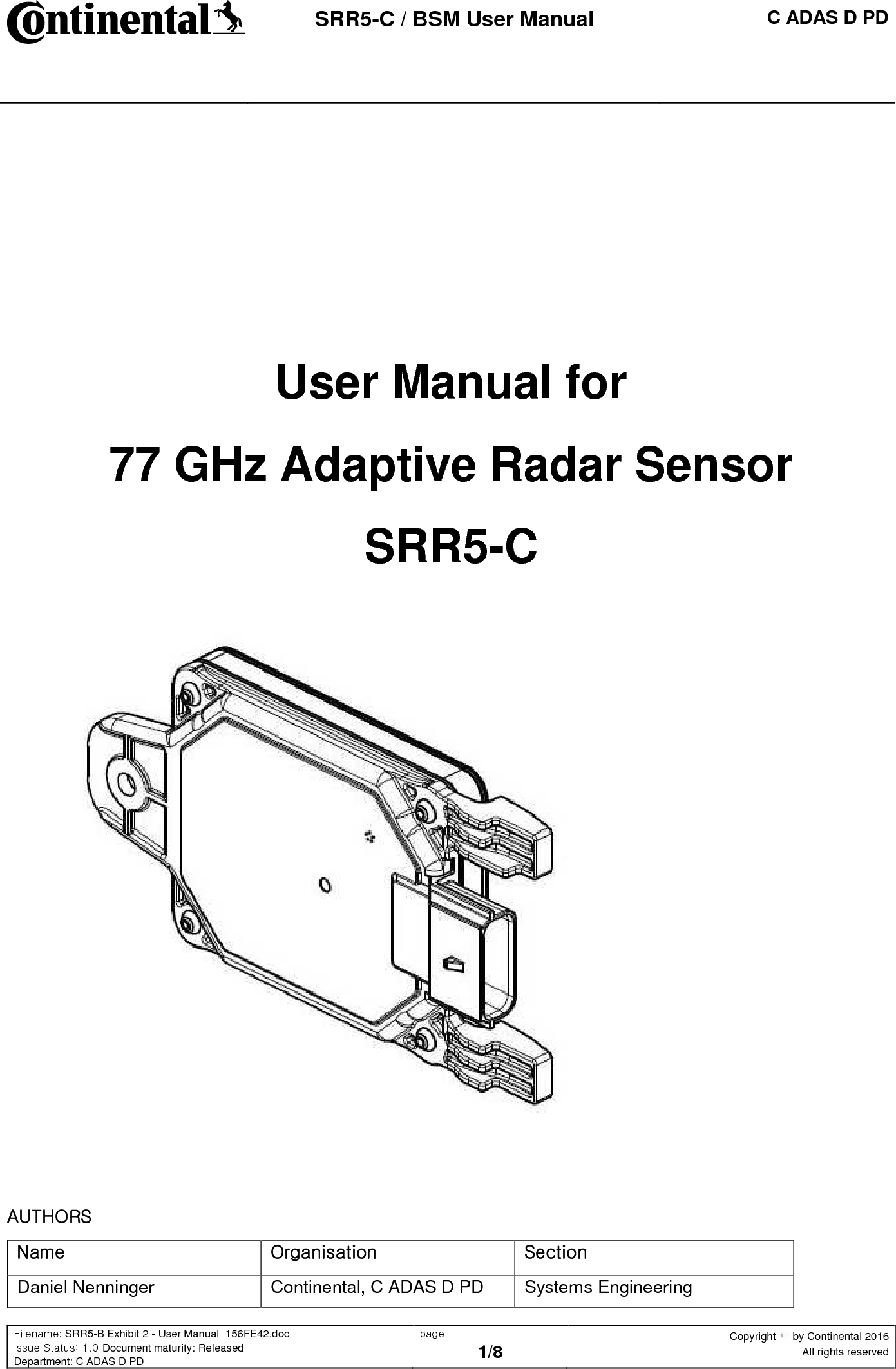 Automotive Distance Control Systems SRR5C SRD For RTTT And Other ...