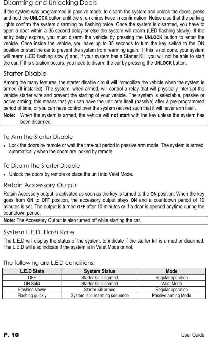 Page 10 of 12 - Autostart Autostart-Keyless-Entry-And-Alarm-System-Asl-550-Users-Manual ASL-550TW-FM_ug_en_h100s200v100_070829