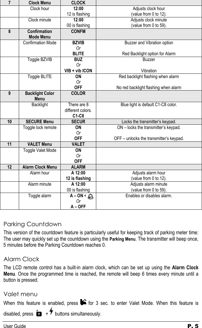Page 5 of 12 - Autostart Autostart-Keyless-Entry-And-Alarm-System-Asl-550-Users-Manual ASL-550TW-FM_ug_en_h100s200v100_070829