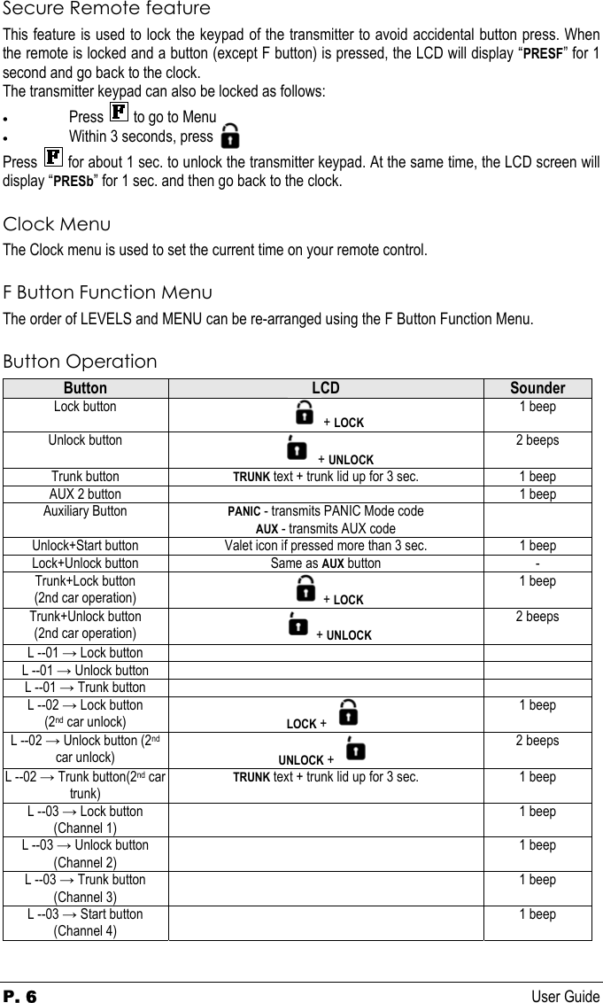 Page 6 of 12 - Autostart Autostart-Keyless-Entry-And-Alarm-System-Asl-550-Users-Manual ASL-550TW-FM_ug_en_h100s200v100_070829