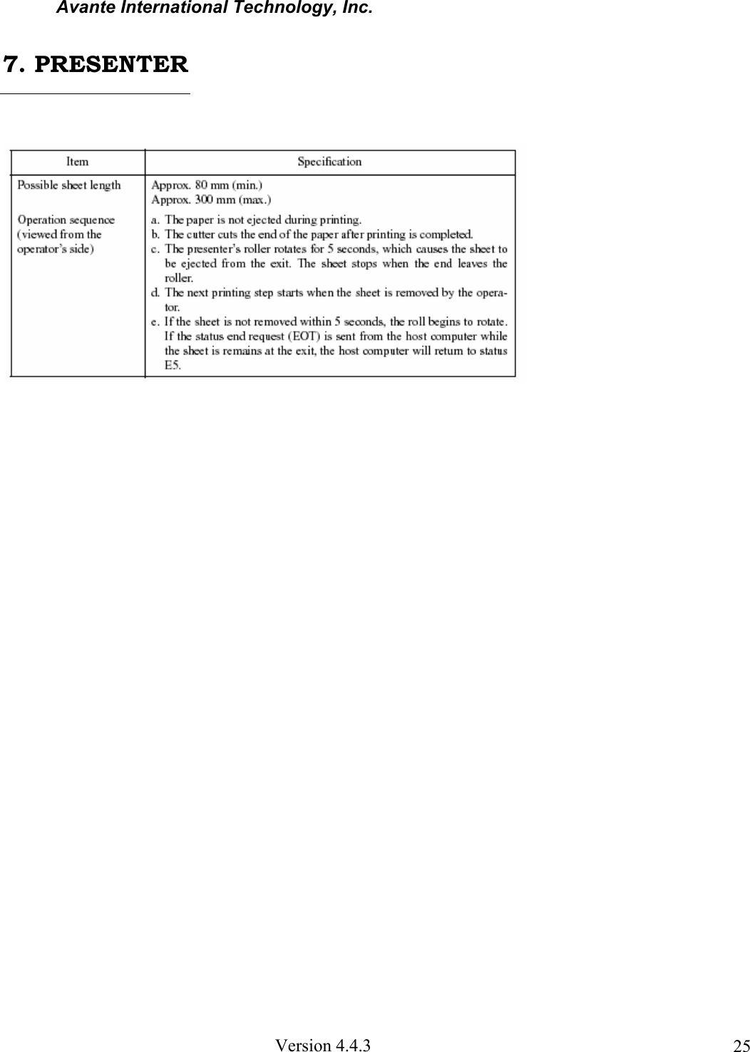 Avante International Technology, Inc. Version 4.4.3 25 7. PRESENTER