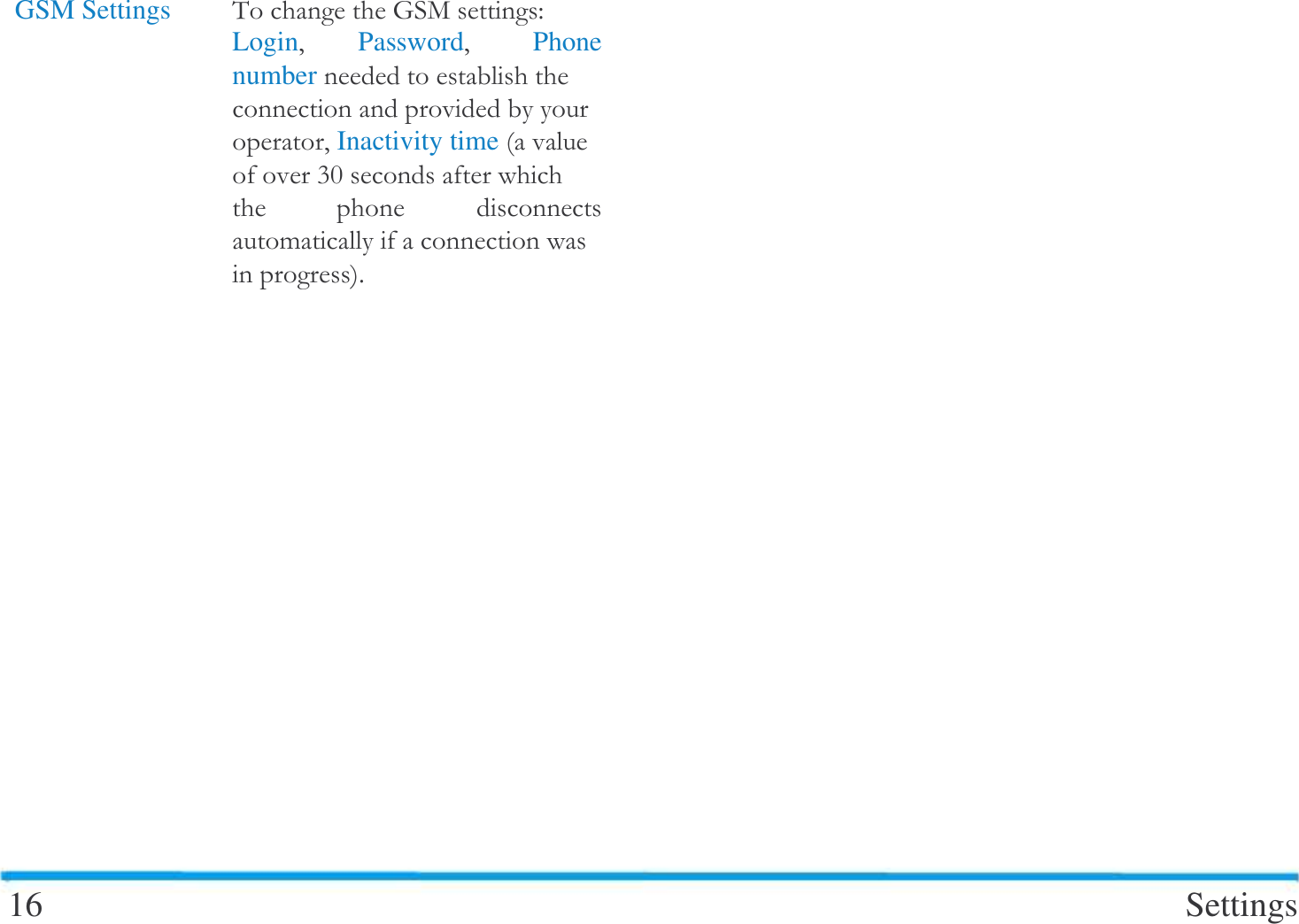   GSM Settings  &amp;  *+"Login# Password# Phone number  #Inactivity time;@      !$16  Settings 