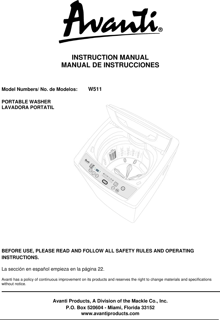 Avanti W511 Users Manual 06 03 2011