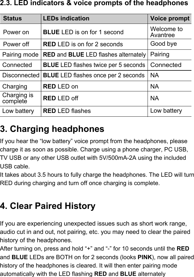 Page 4 of Avantree Technology BTHS-AS9S Wireless Headphones User Manual                          