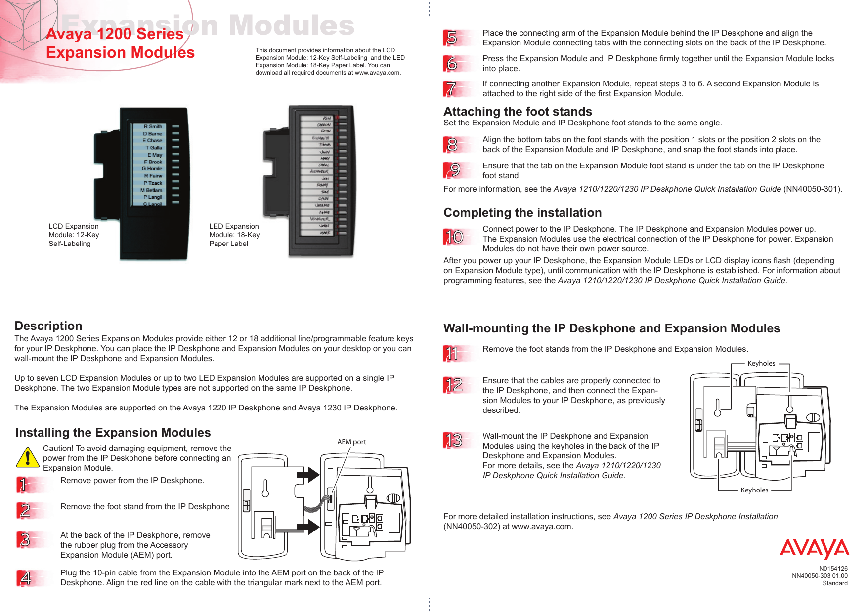 Page 1 of 1 - Avaya Avaya-1200-Series-Expansion-Module-For-Sip-Software-Installation-Guide- NN40050-303 001.00  Avaya-1200-series-expansion-module-for-sip-software-installation-guide