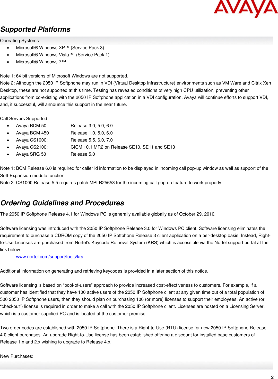 Page 2 of 8 - Avaya Avaya-2050-Ip-Softphone-Users-Manual- Bulletin #/ Goes Here  Avaya-2050-ip-softphone-users-manual