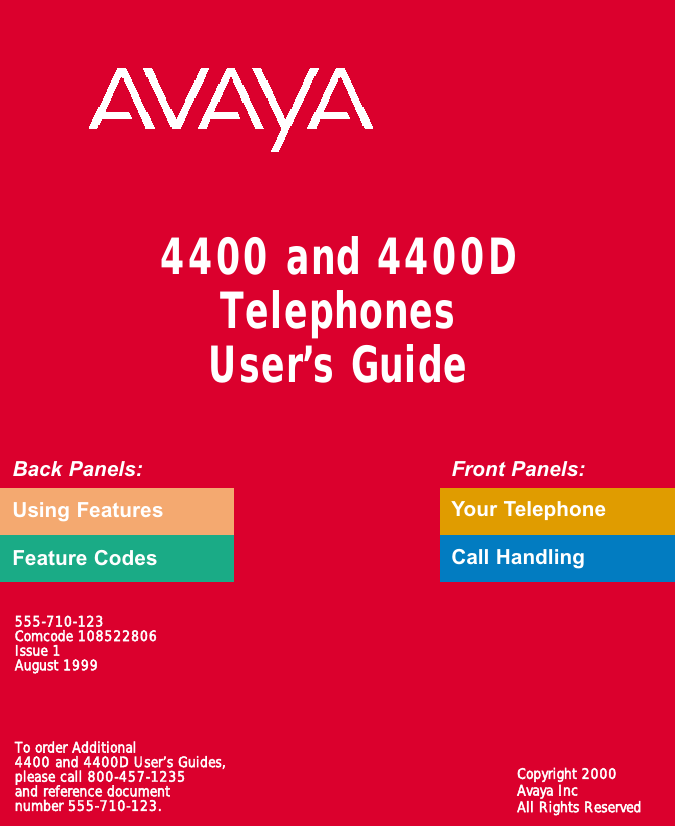 Page 1 of 10 - Avaya Avaya-4400-4400D-Telephones-Users-Guide-  Avaya-4400-4400d-telephones-users-guide