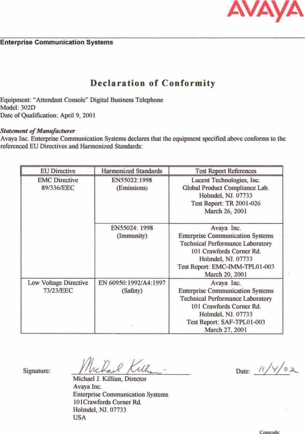 Page 1 of 1 - Avaya Avaya-Attendant-Console--302D-Users-Manual-  Avaya-attendant-console--302d-users-manual