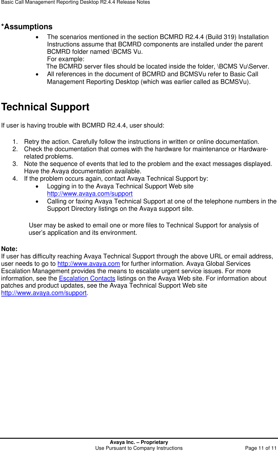 Page 12 of 12 - Avaya Avaya-Basic-Call-Management-Reporting-Desktop-R2-4-4-Release-Notes- BCMRD Release Notes  Avaya-basic-call-management-reporting-desktop-r2-4-4-release-notes