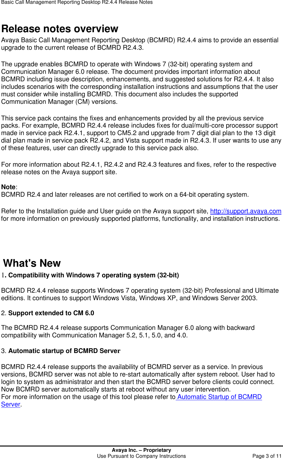 Page 4 of 12 - Avaya Avaya-Basic-Call-Management-Reporting-Desktop-R2-4-4-Release-Notes- BCMRD Release Notes  Avaya-basic-call-management-reporting-desktop-r2-4-4-release-notes