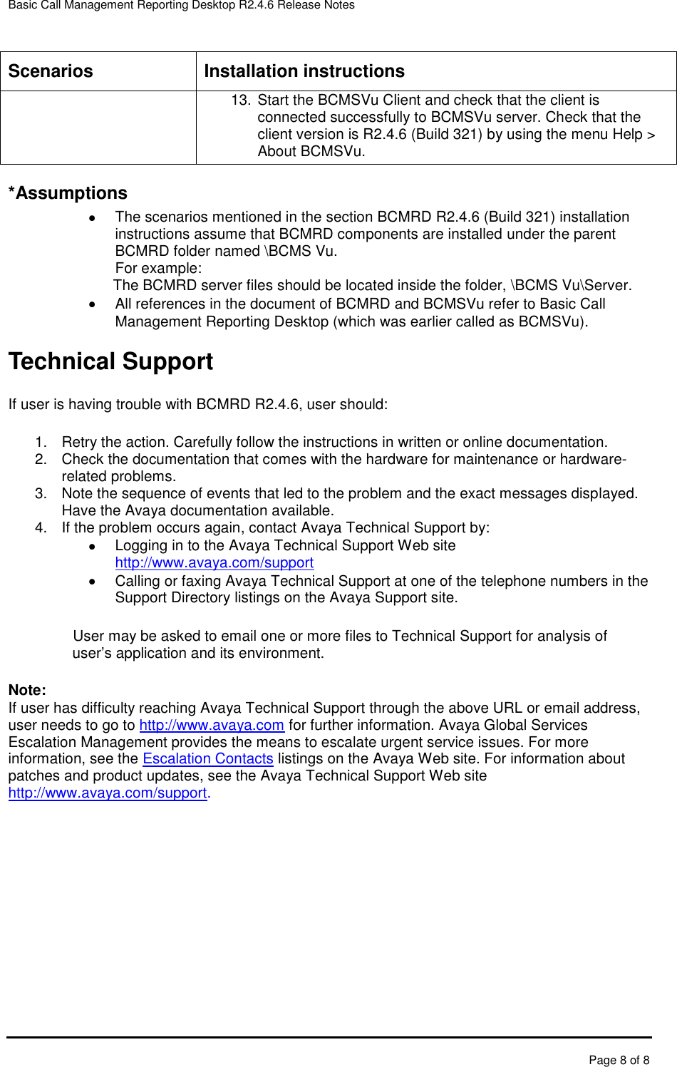 Page 9 of 9 - Avaya Avaya-Basic-Call-Management-System-Reporting-Desktop-Release-2-4-6-Release-Notes- BCMRD Release Notes  Avaya-basic-call-management-system-reporting-desktop-release-2-4-6-release-notes