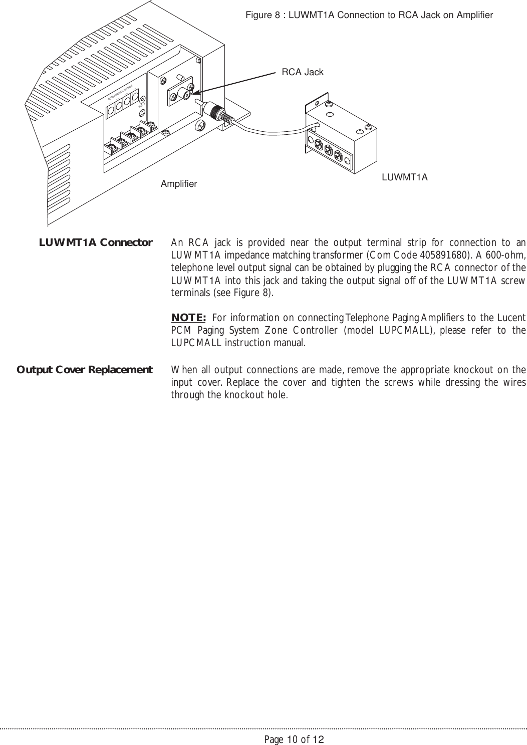 Page 10 of 12 - Avaya Avaya-Bogen-Telephone-Paging-Amplifier-250-Watt--Installation-And-Use-Manual-  Avaya-bogen-telephone-paging-amplifier-250-watt--installation-and-use-manual