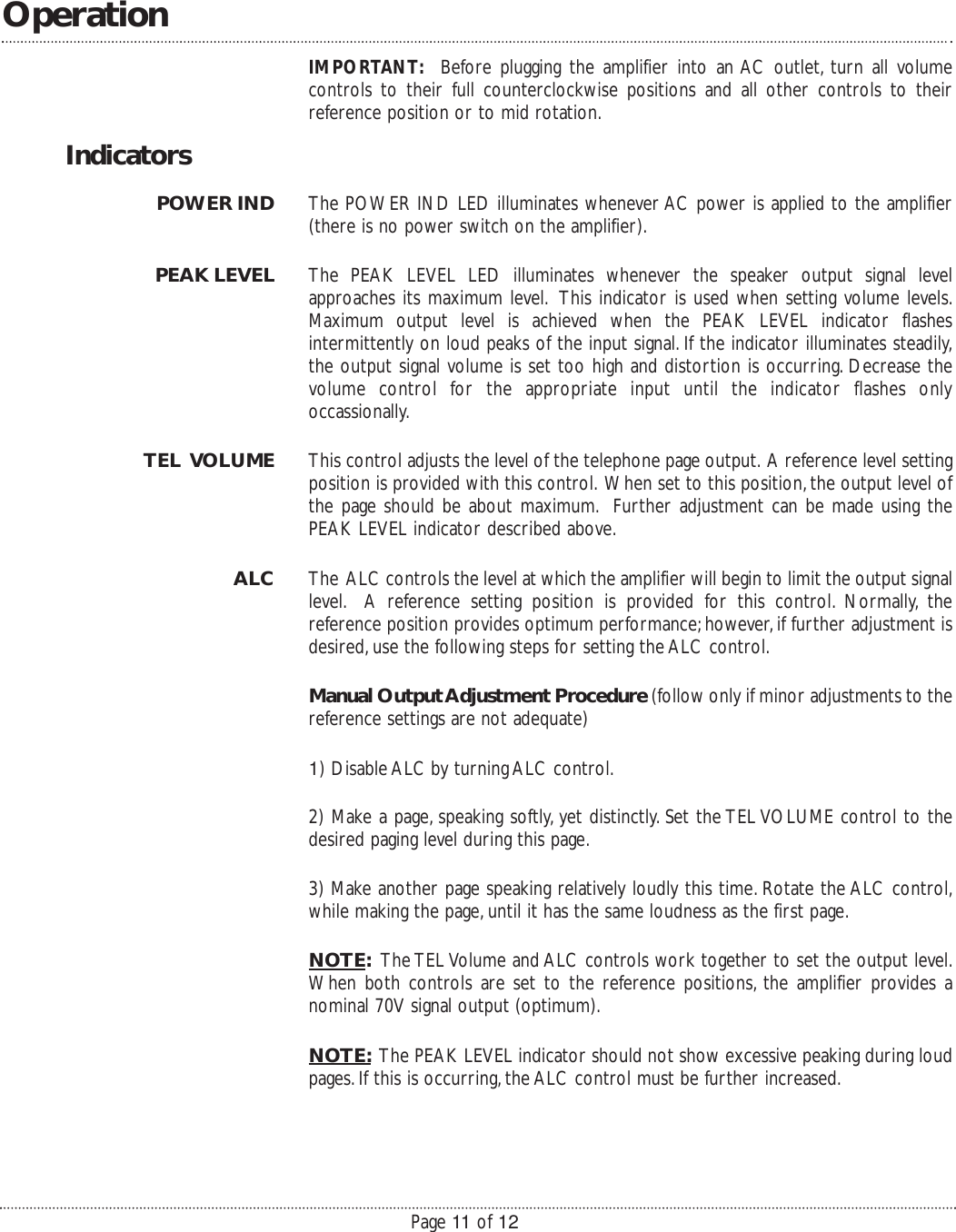 Page 11 of 12 - Avaya Avaya-Bogen-Telephone-Paging-Amplifier-250-Watt--Installation-And-Use-Manual-  Avaya-bogen-telephone-paging-amplifier-250-watt--installation-and-use-manual