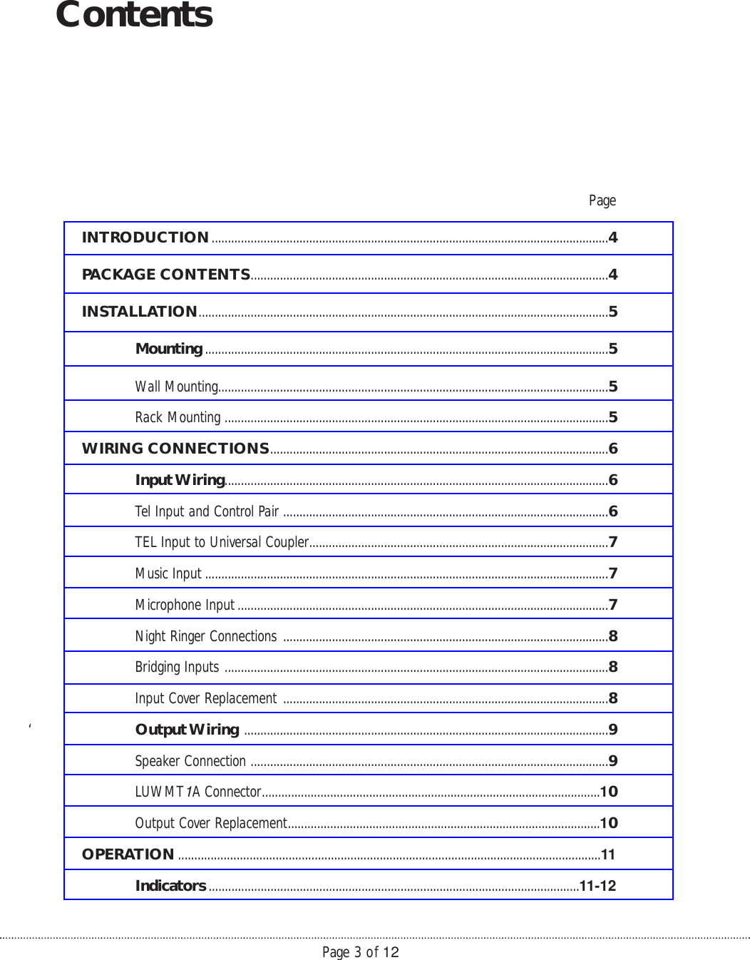 Page 3 of 12 - Avaya Avaya-Bogen-Telephone-Paging-Amplifier-250-Watt--Installation-And-Use-Manual-  Avaya-bogen-telephone-paging-amplifier-250-watt--installation-and-use-manual
