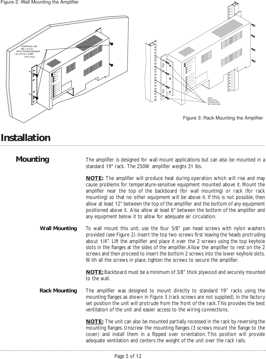 Page 5 of 12 - Avaya Avaya-Bogen-Telephone-Paging-Amplifier-250-Watt--Installation-And-Use-Manual-  Avaya-bogen-telephone-paging-amplifier-250-watt--installation-and-use-manual