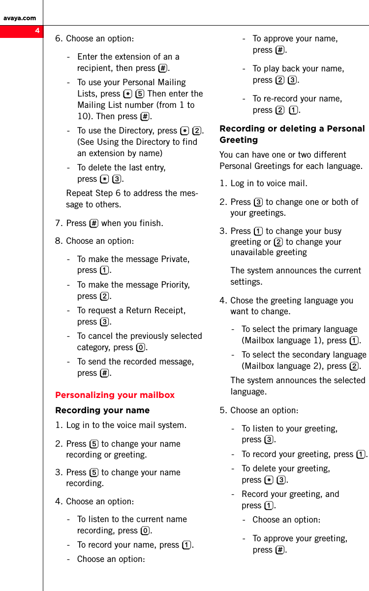 Page 4 of 8 - Avaya Avaya-Distributed-Office-Voice-Mail-Quick-Reference-Guide- 03_602108  Avaya-distributed-office-voice-mail-quick-reference-guide