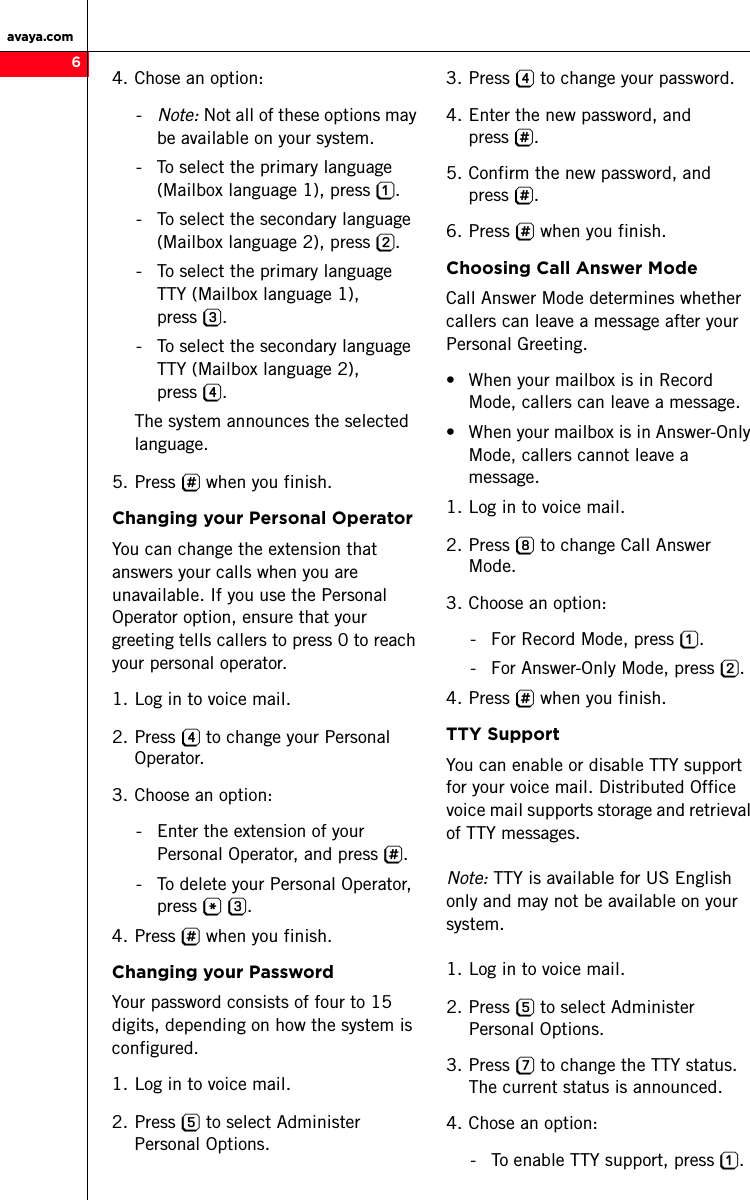 Page 6 of 8 - Avaya Avaya-Distributed-Office-Voice-Mail-Quick-Reference-Guide- 03_602108  Avaya-distributed-office-voice-mail-quick-reference-guide