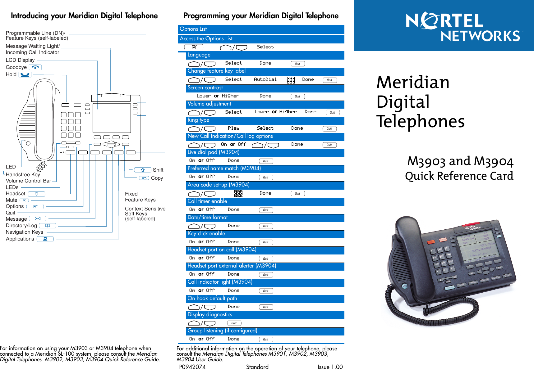 Page 1 of 2 - Avaya Avaya-English-M3903-M3904-Quick-Reference-Guide- Meridian Digital Telephones M3903 And M3904 Quick Reference Card  Avaya-english-m3903-m3904-quick-reference-guide