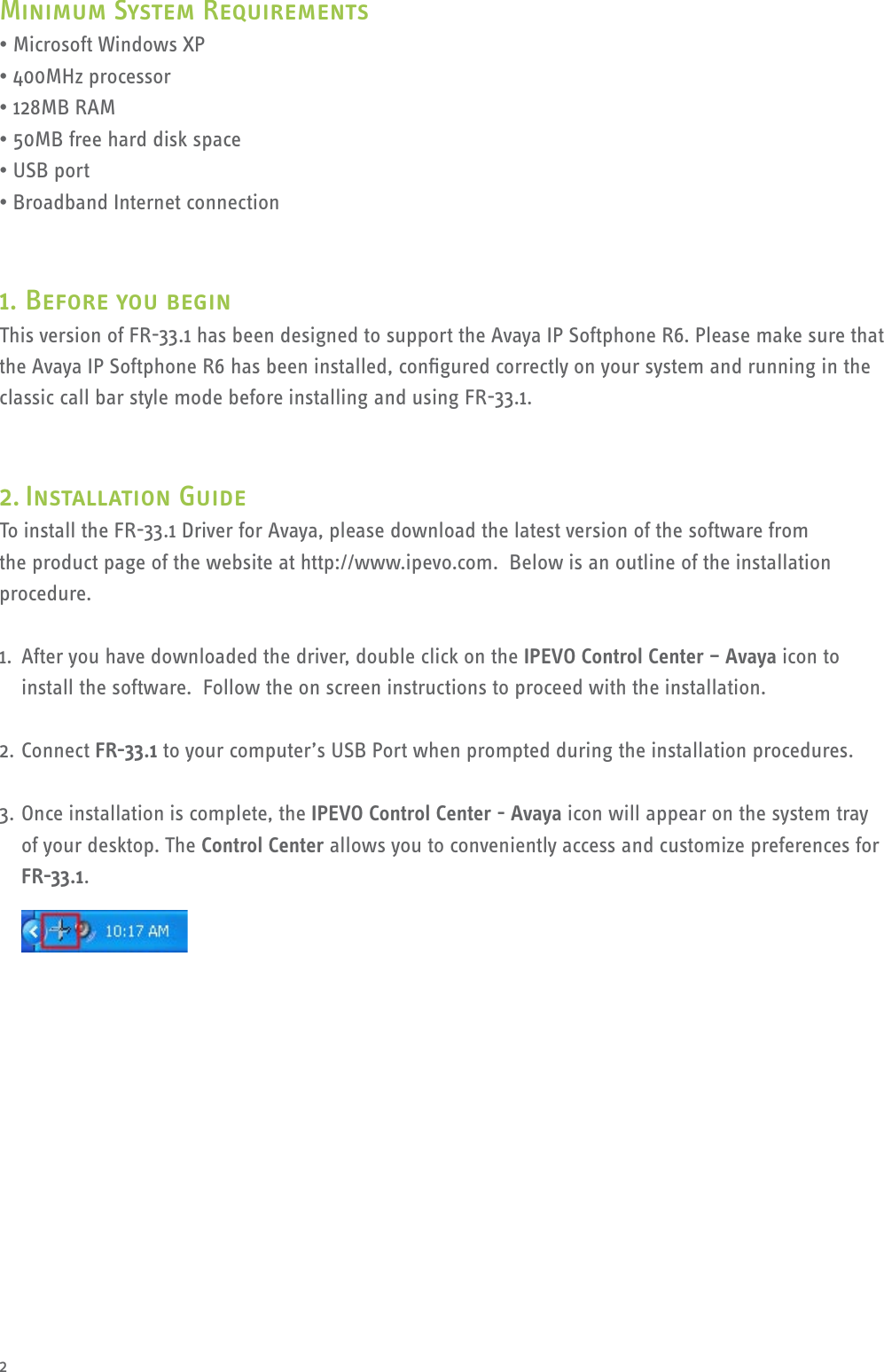 Page 2 of 9 - Avaya Avaya-Fr-33-1-Users-Manual- FR-33.1 Avaya(Eng)  Avaya-fr-33-1-users-manual