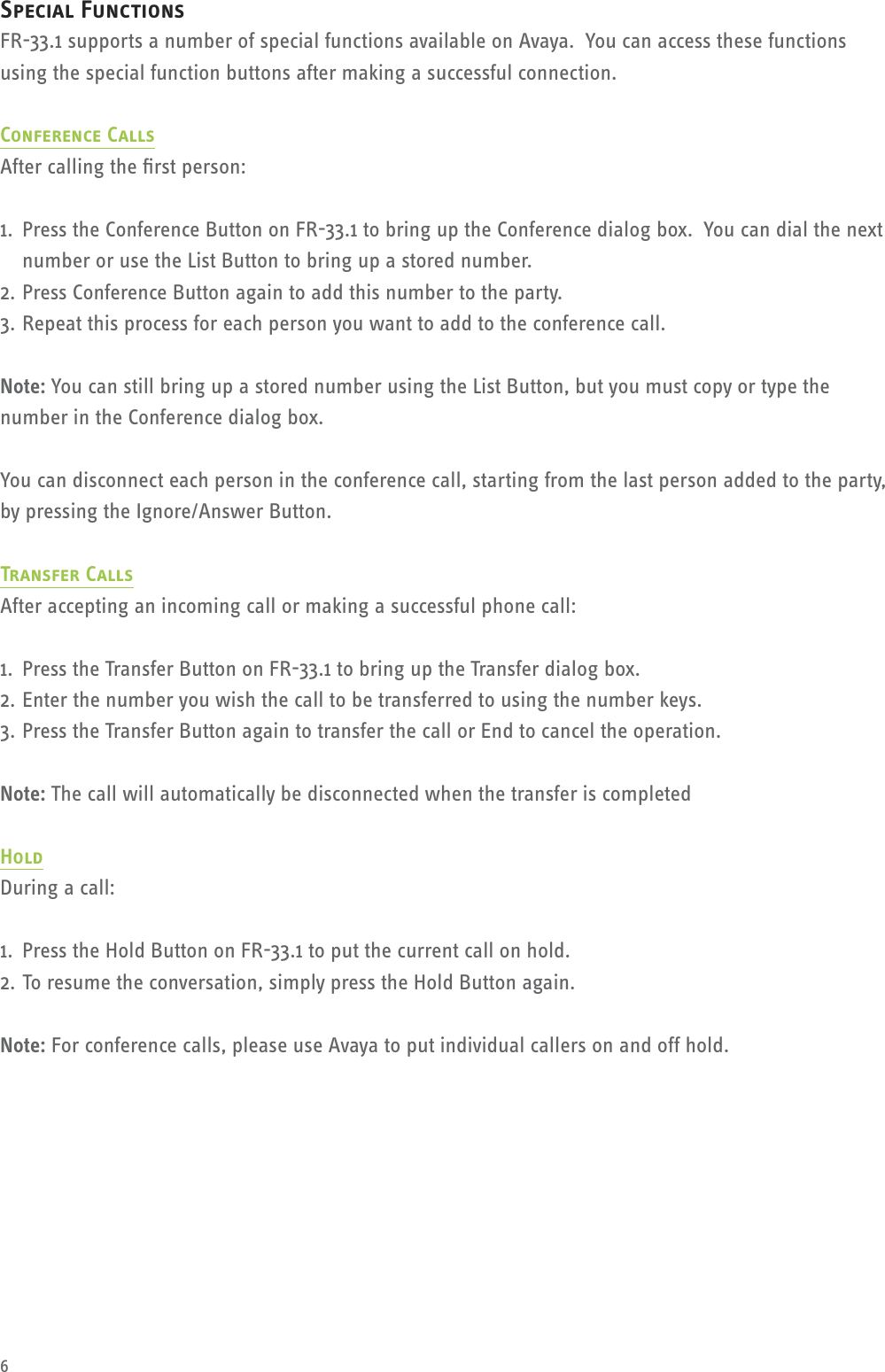 Page 6 of 9 - Avaya Avaya-Fr-33-1-Users-Manual- FR-33.1 Avaya(Eng)  Avaya-fr-33-1-users-manual