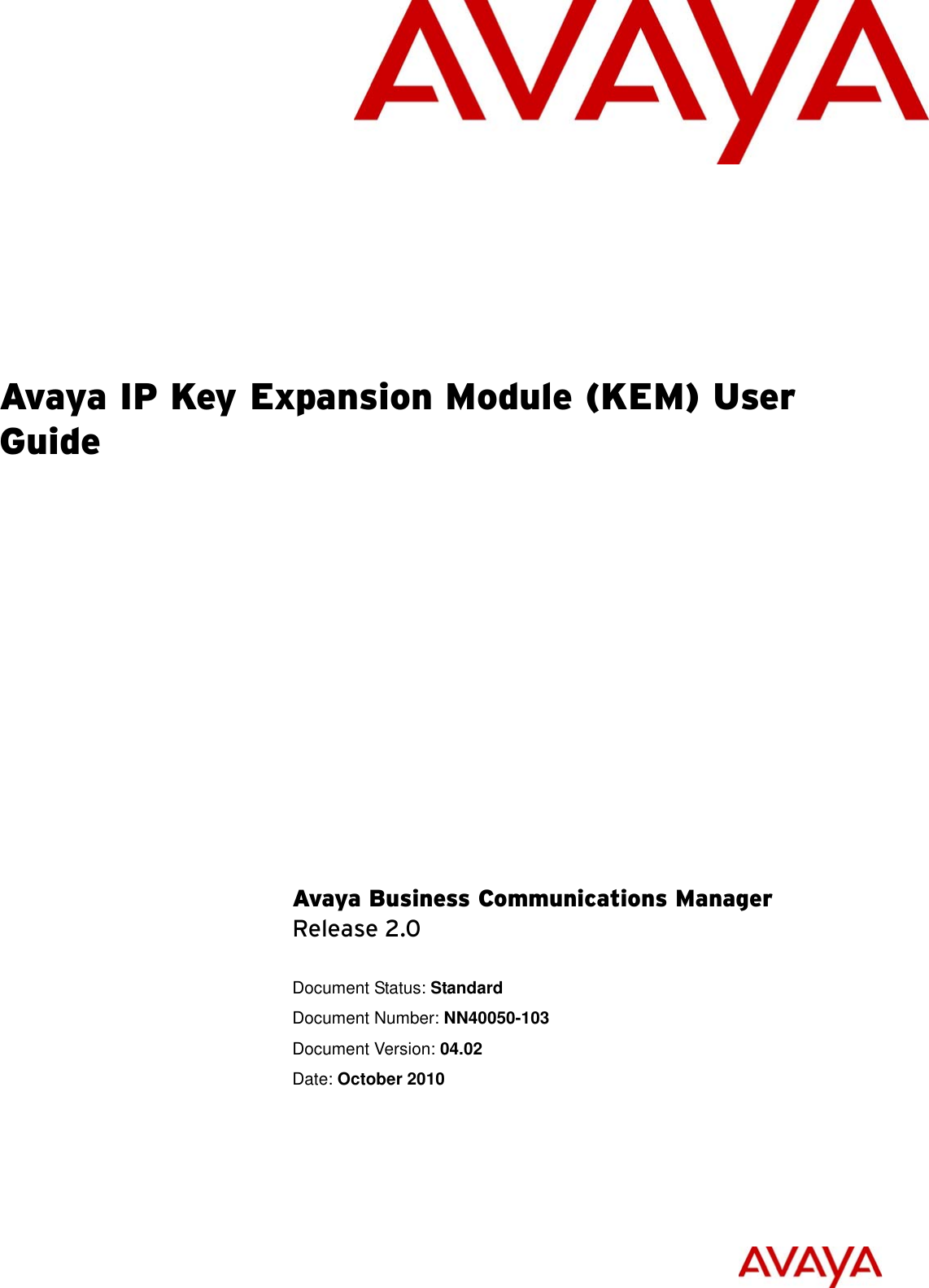 Page 1 of 12 - Avaya Avaya-Ip-Key-Expansion-Module-Kem-User-Guide-  Avaya-ip-key-expansion-module-kem-user-guide