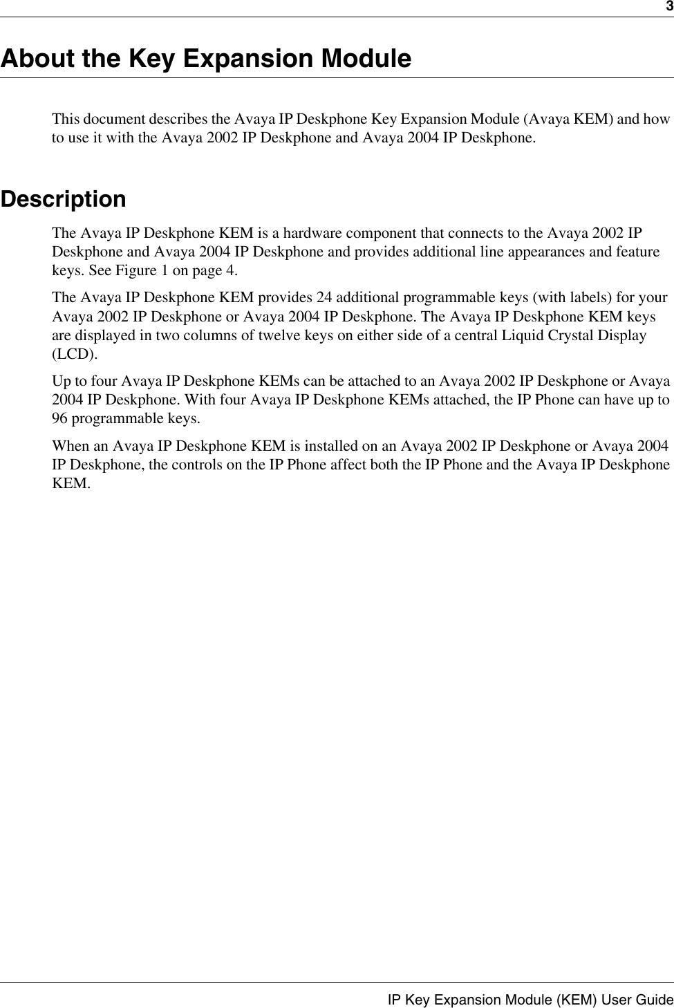 Page 3 of 12 - Avaya Avaya-Ip-Key-Expansion-Module-Kem-User-Guide-  Avaya-ip-key-expansion-module-kem-user-guide
