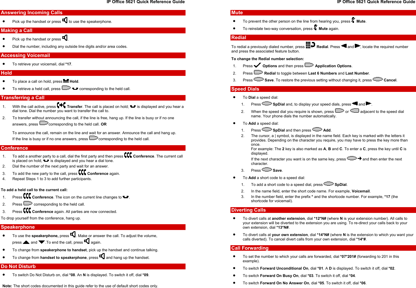 Page 2 of 2 - Avaya Avaya-Ip-Office-5621-Quick-Reference-Guide IP Office 5621 Phone QRG