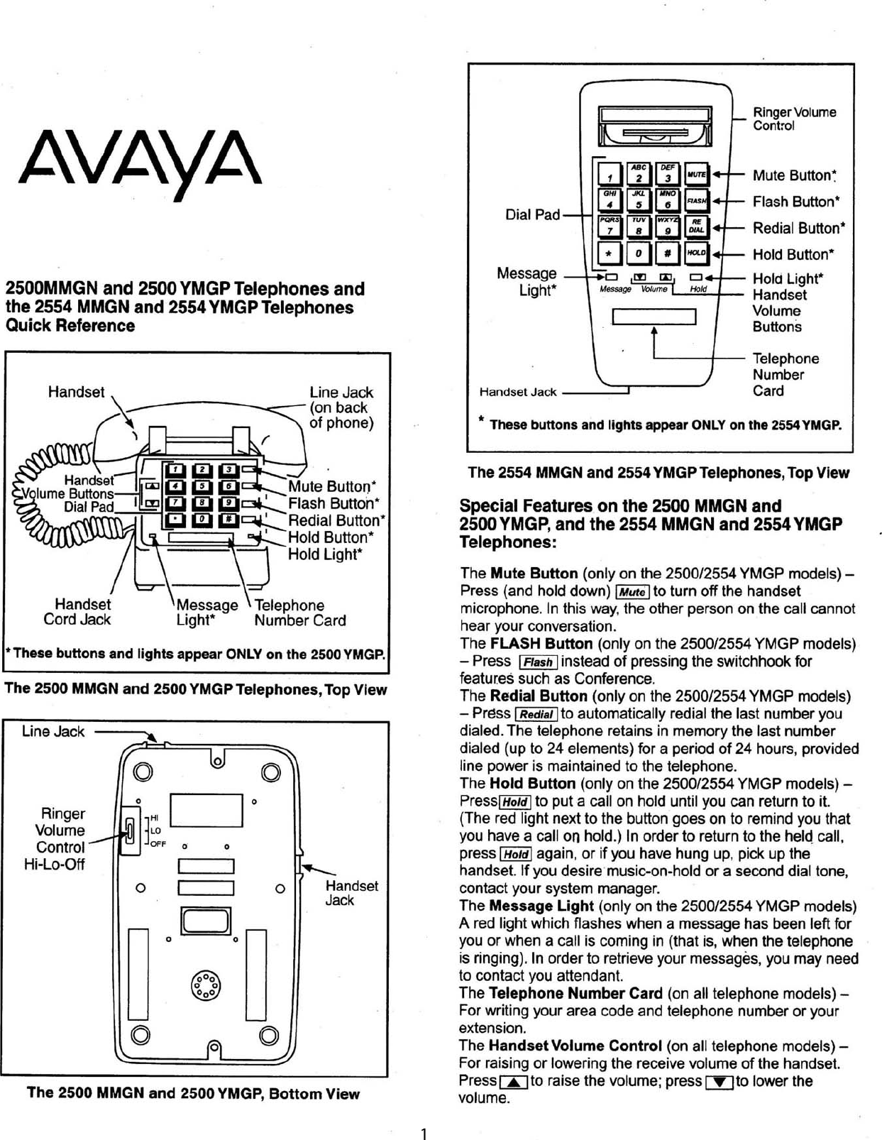 Page 1 of 4 - Avaya Avaya-Lucent-2500-Mmgn-Quick-Reference-Guide-  Avaya-lucent-2500-mmgn-quick-reference-guide
