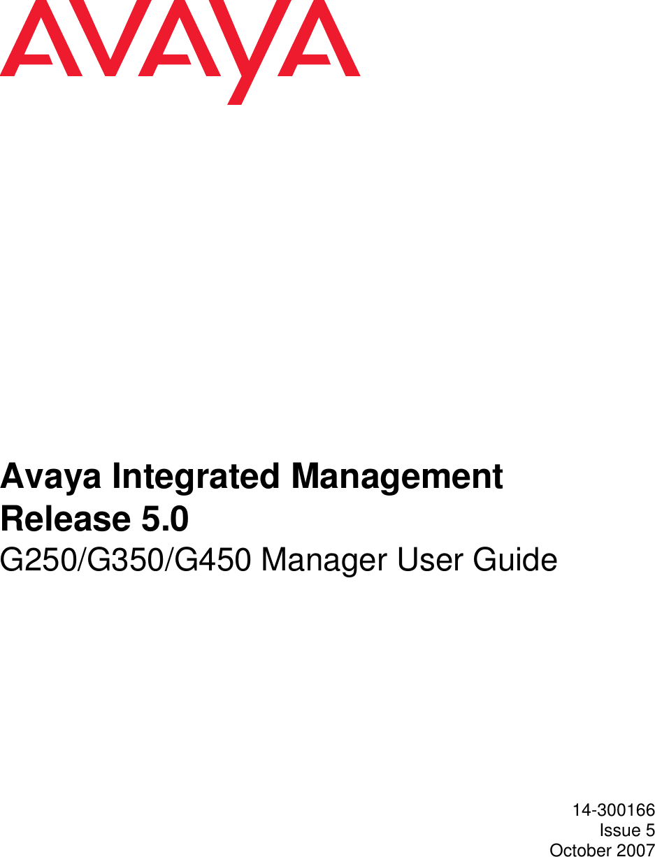 Avaya Media Gateway G350 Users Manual P330 Manager