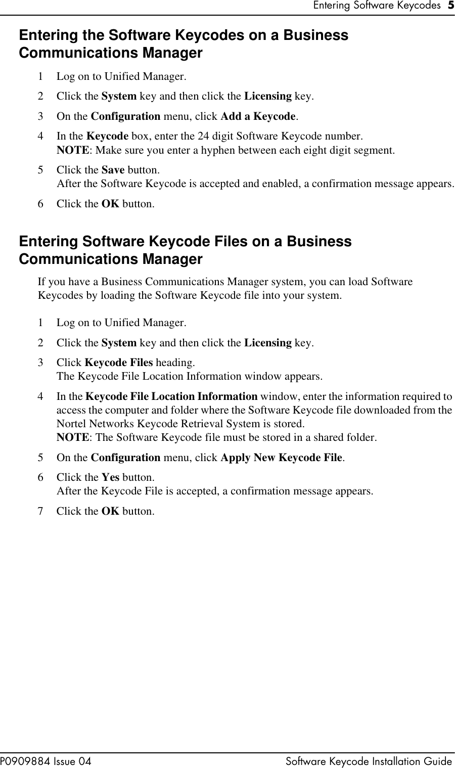 Page 5 of 6 - Avaya Avaya-Software-Keycode-Installation-Guide- Software Keycode Installation Guide  Avaya-software-keycode-installation-guide