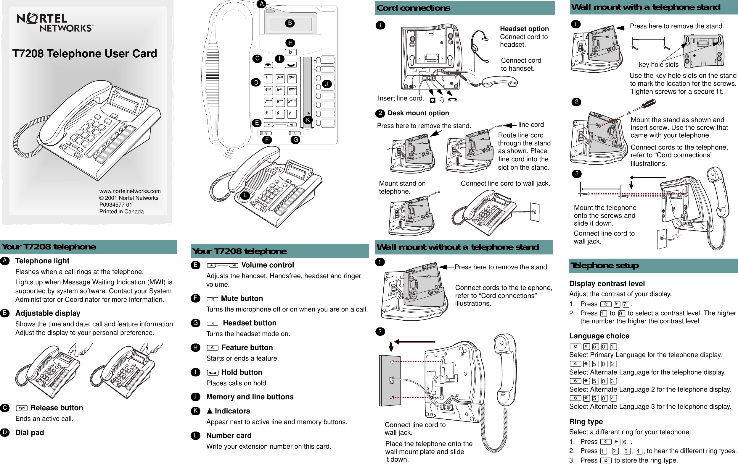 Page 1 of 2 - Avaya Avaya-T7208-Telephone-Users-Manual- T7208 Telephone User Card Avaya-t7208-telephone-users-manual