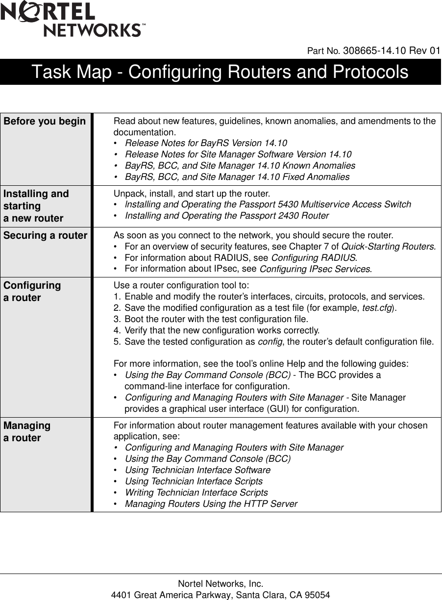 Page 1 of 6 - Avaya Avaya-Task-Map-Configuring-Routers-And-Protocols-Users-Manual- Feb 00, Task Map- Configuring Routers And Protocols  Avaya-task-map-configuring-routers-and-protocols-users-manual