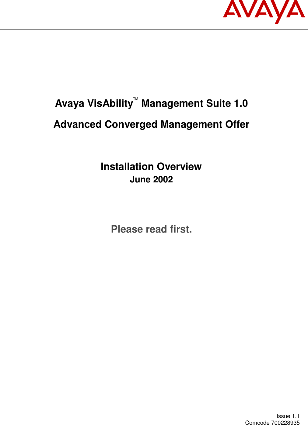 Page 1 of 11 - Avaya Avaya-Visability-Management-Suite-1-0-Advanced-Converged-Management-Offer-Overview-  Avaya-visability-management-suite-1-0-advanced-converged-management-offer-overview