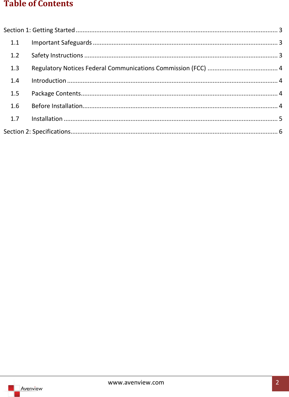 Page 2 of 7 - Avenview Avenview-C-Mdp-Dvi-Users-Manual- C-MDP-DVI User Guide  Avenview-c-mdp-dvi-users-manual