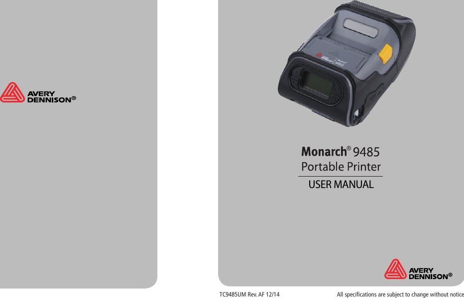 All specifications are subject to change without noticeUSER MANUALTC9485UM Rev. AF 12/14