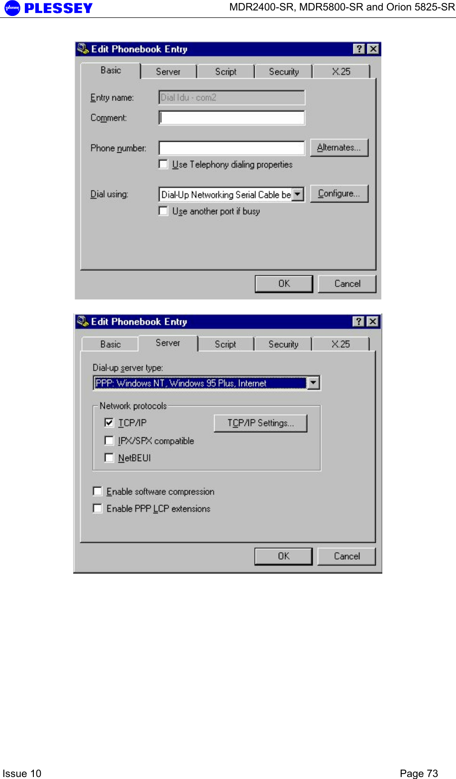      MDR2400-SR, MDR5800-SR and Orion 5825-SR    Issue 10    Page 73     