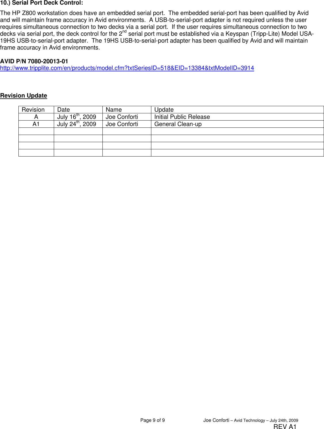 Page 9 of 9 - Avid-Technology Avid-Technology-Hp-Z800-Users-Manual- Avid Configuration Guidelines  Avid-technology-hp-z800-users-manual