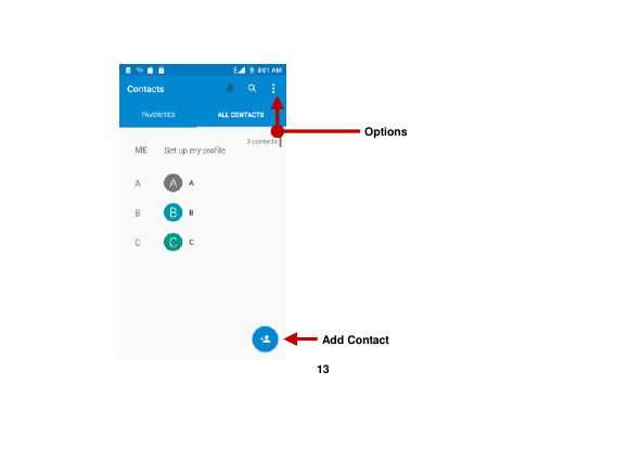   13   Add Contact                    Options                 