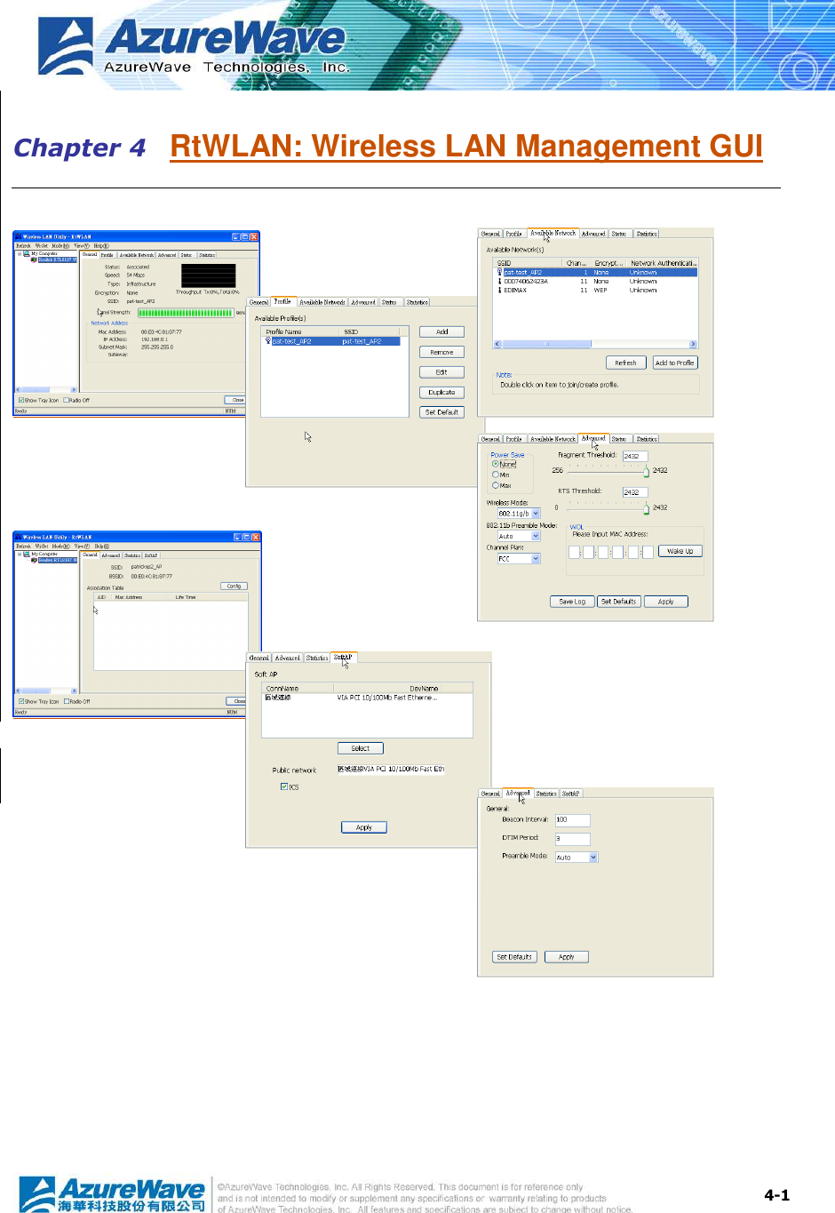  4-1 Chapter 4   RtWLAN: Wireless LAN Management GUI           