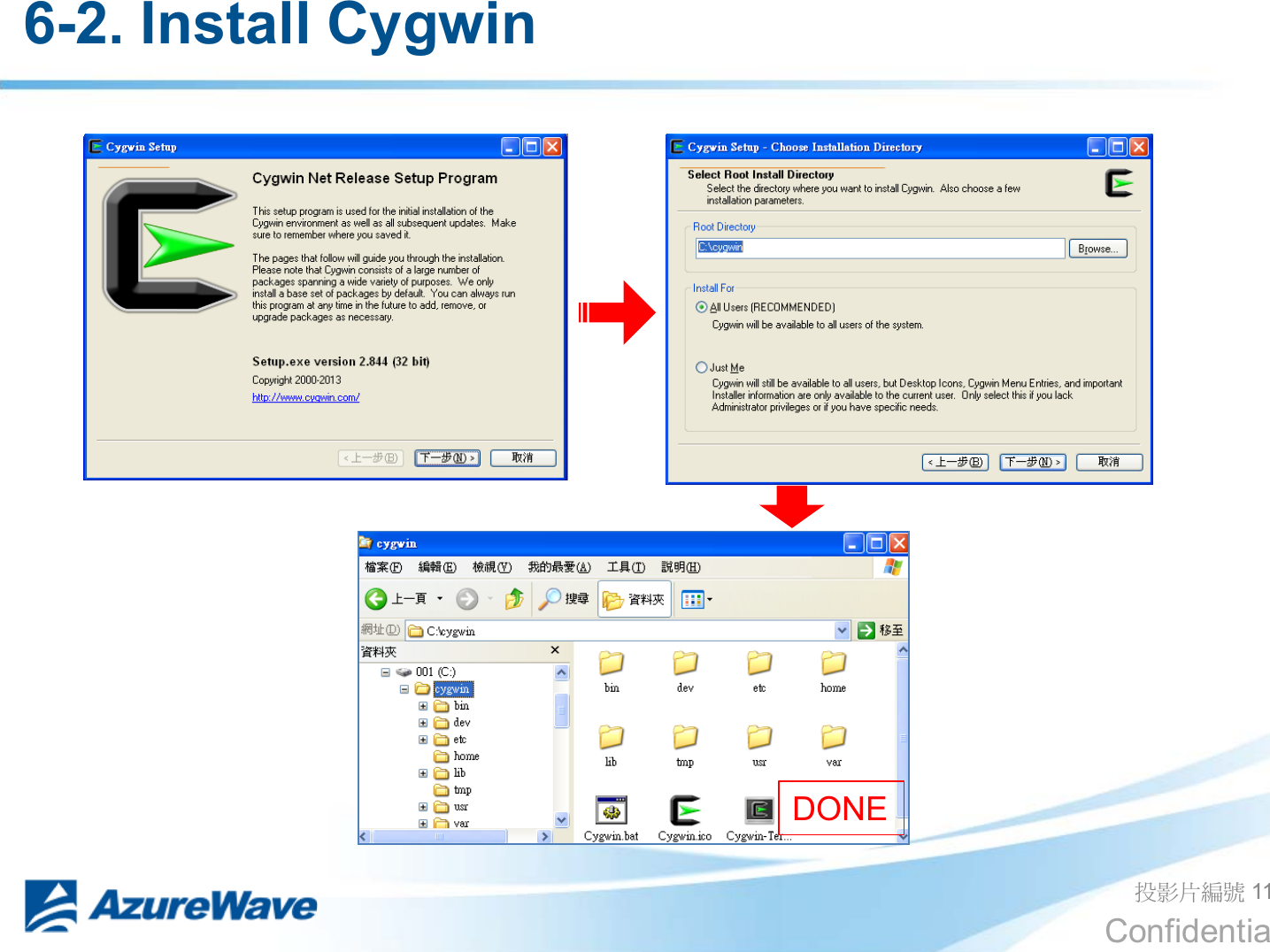 Confidential 6-2. Install Cygwin ދᐙׂᒳᇆ 11 DONE 