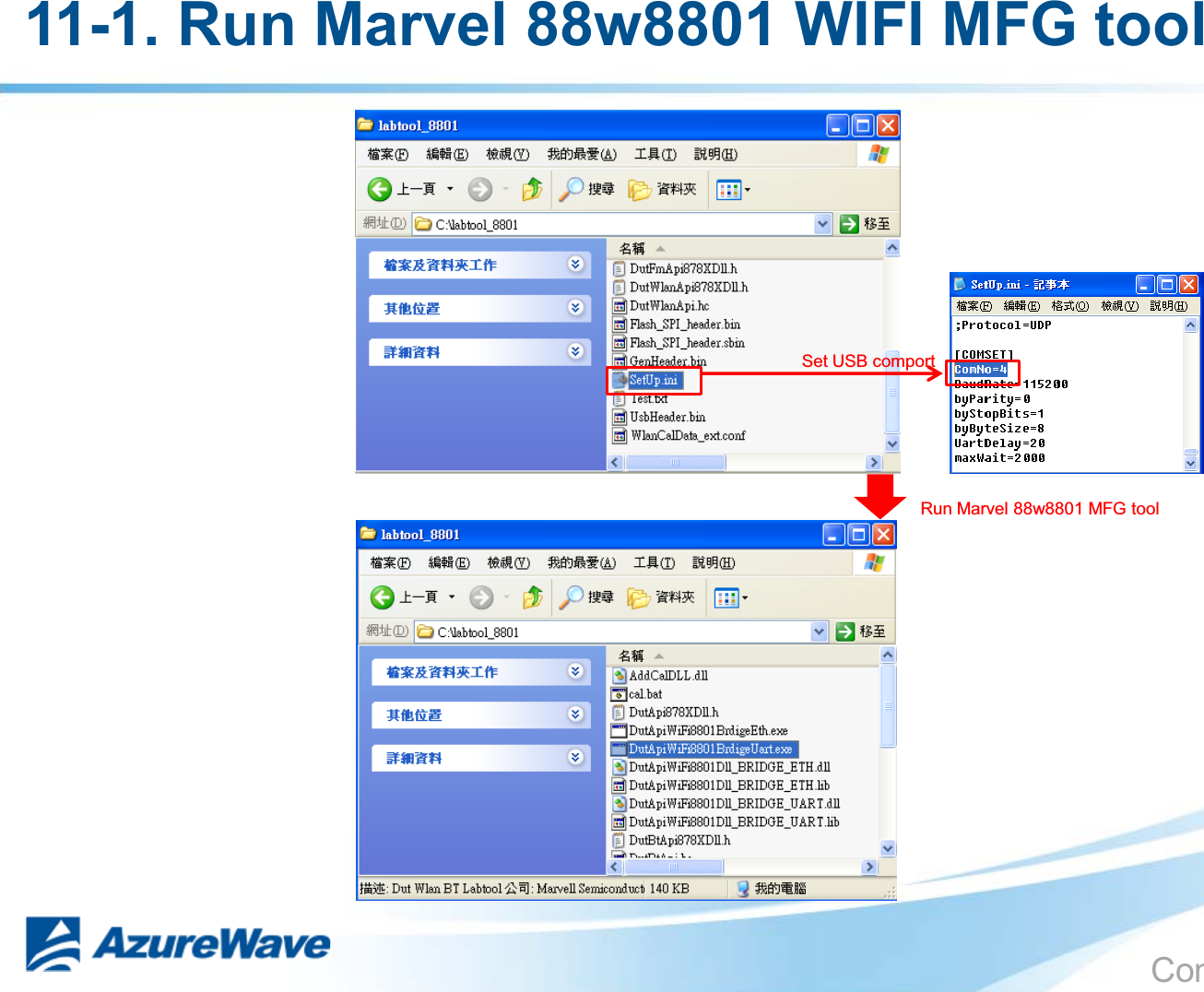 Confidential Set USB comport Run Marvel 88w8801 MFG tool  11-1. Run Marvel 88w8801 WIFI MFG tool   