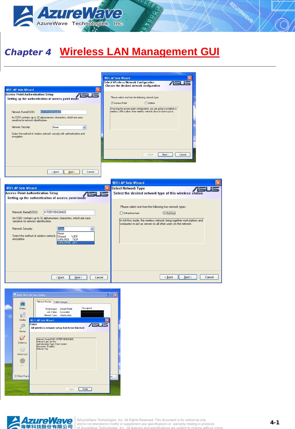  4-1Chapter 4   Wireless LAN Management GUI   