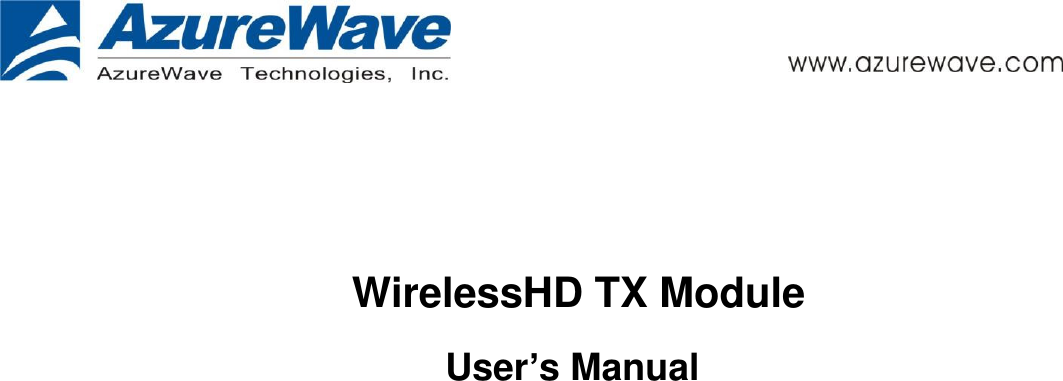           WirelessHD TX Module User’s Manual   