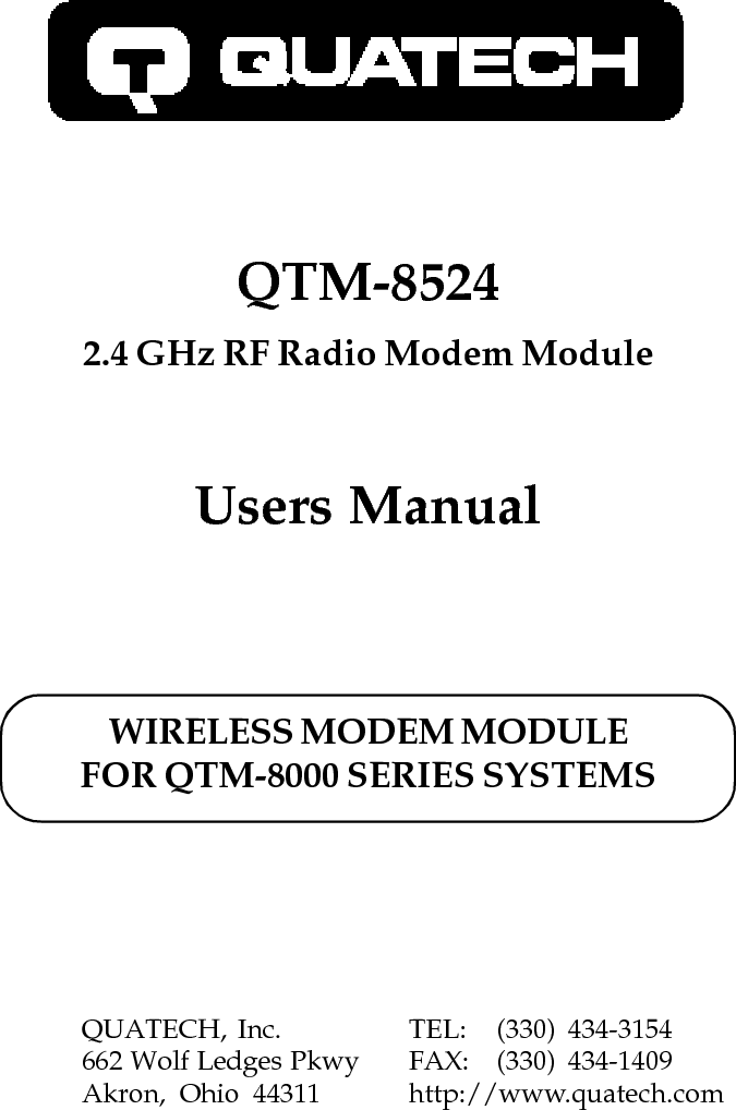 QTM-8524User’s ManualRevision 1.0PN