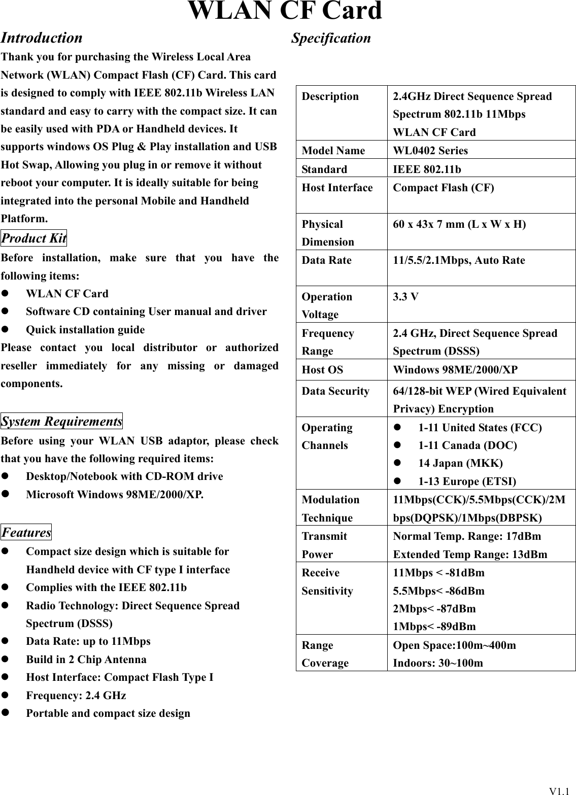 BBWM BBWMWL0402 802.11b wireless CF card Discussion and FAQ WL0402