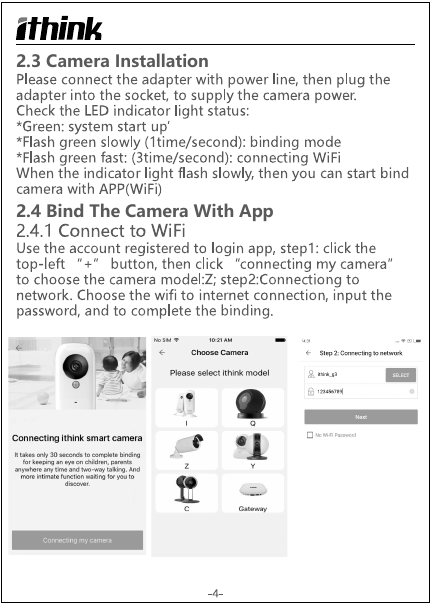 2.3 Camera Installation2.4 Bind The Camera With App