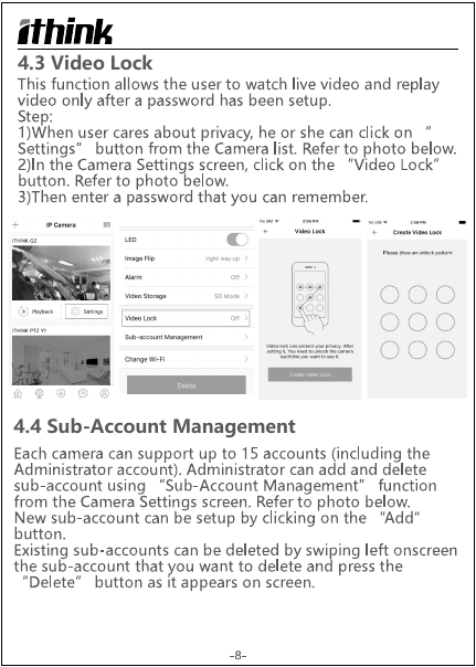 4.3 Video Lock4.4 Sub-Account Management